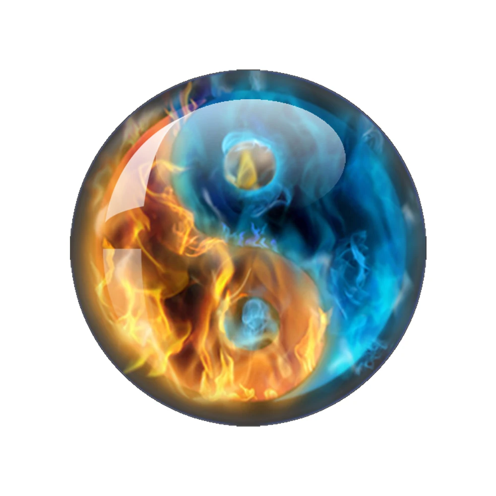 Yin Yang Tai Chi – Cabochon en verre avec Photo ronde, 12-40mm, avec motif de soleil et de lune, à dos plat, Production de bijoux