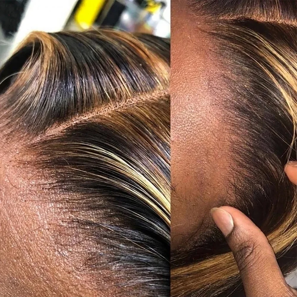 30 Inch Highlight Body Wave Bundles 100% Human Hair With Frontal Bundles With 13x4 Front Hair Extensions Remy Human Tissage