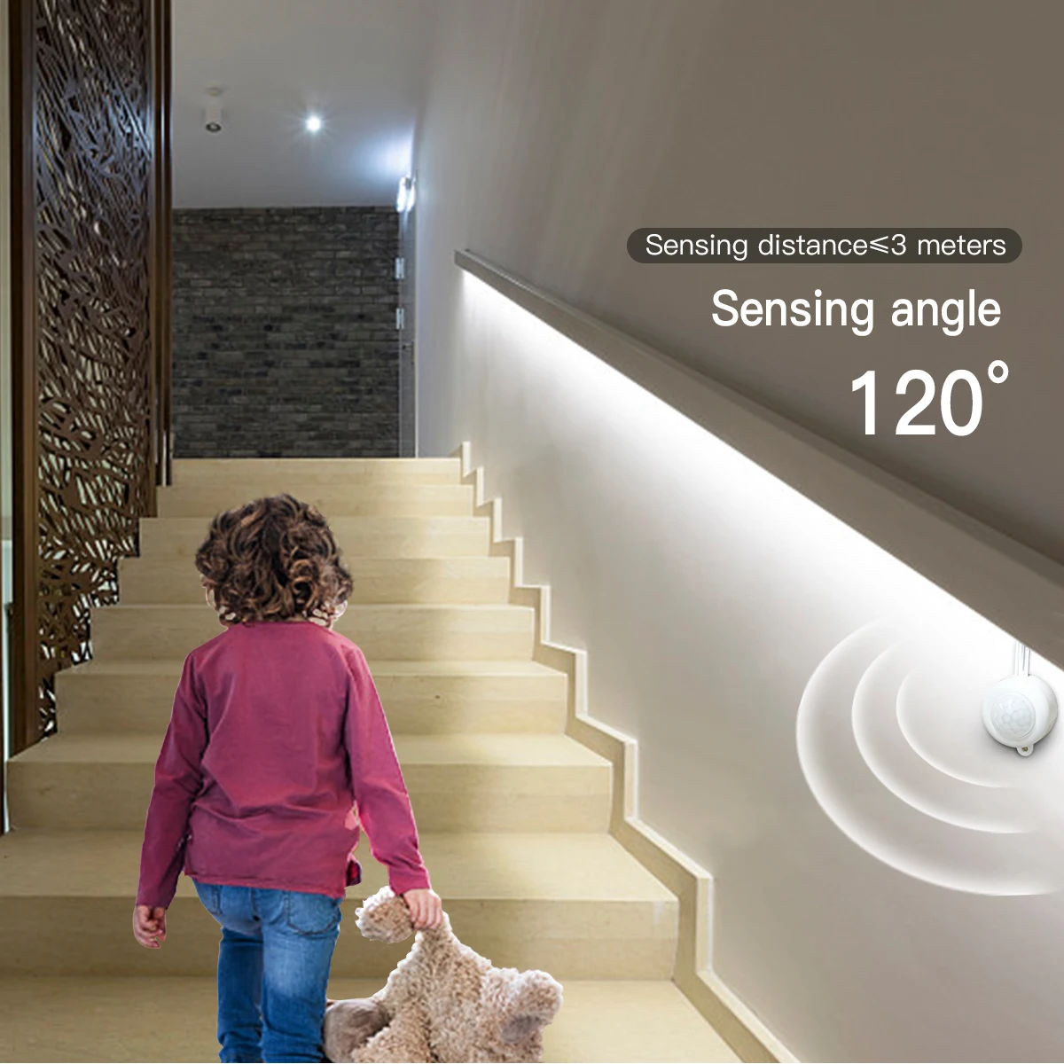 Smart PIR Motion Sensor Super Bright COB LED Strip Neon Light Auto ON/OFF 320leds/m Waterproof for Kitchen,Stair,Wardrobe Decor