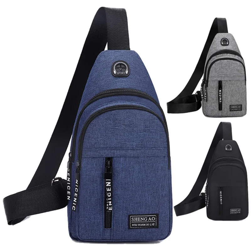 Men Shoulder Bags Sports Chest Bag USB Charging Earphones Cable Hole Crossbody Bags For Men Anti Theft Short Trip Messengers Bag mens messenger bag