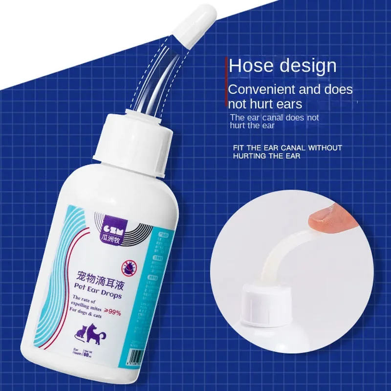 Pet Ear Drops Cat Dog Ear Cleaner Mites Removal Earwax Clean Infection Control Deodorizing Relieve Itching Dog Wash Solution pet ear drops
