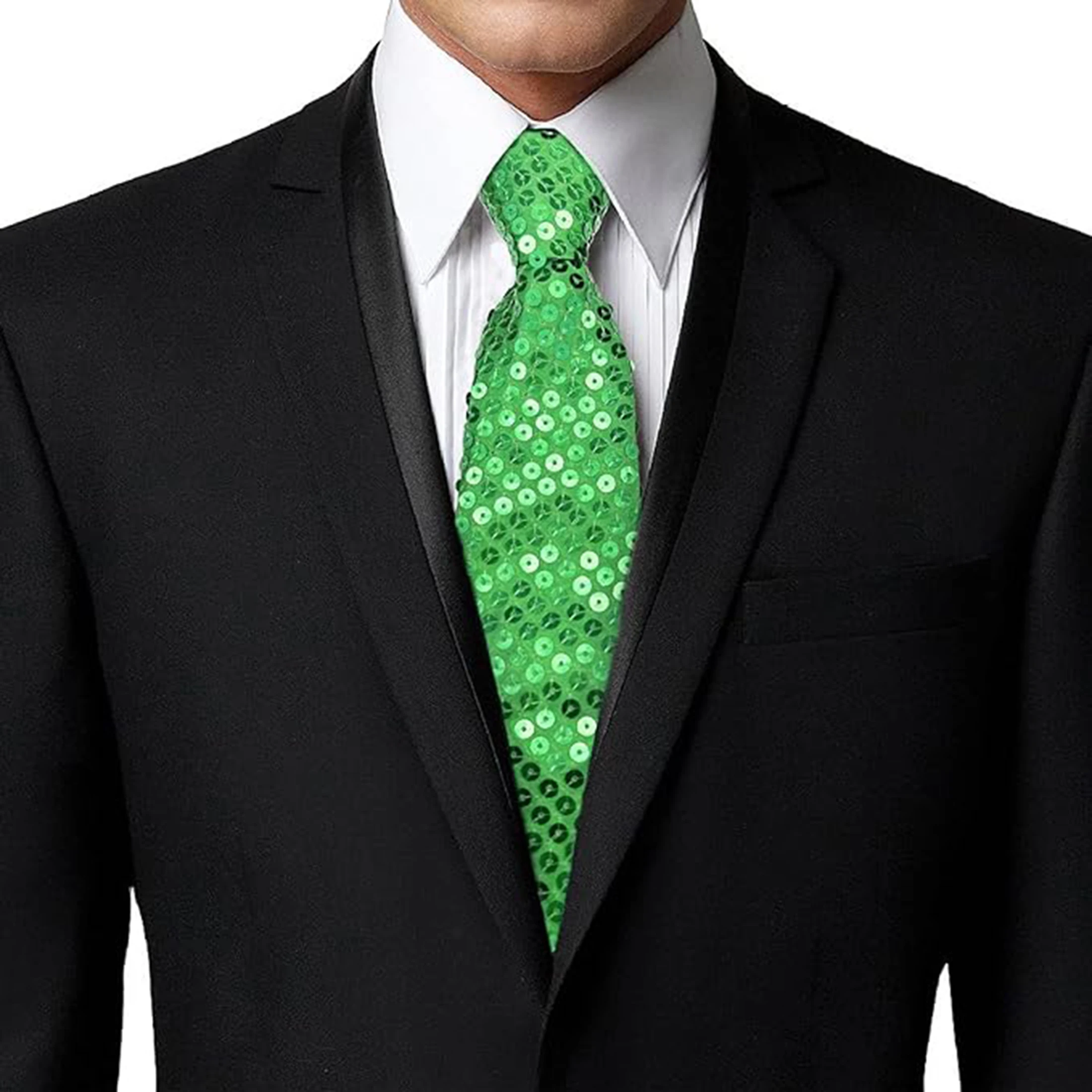 Woven Necktie Shining Sequins Tie Glitter Adjustable Zipper Closure Paillette Necktie Fashion Collar Accessories for Performance Party