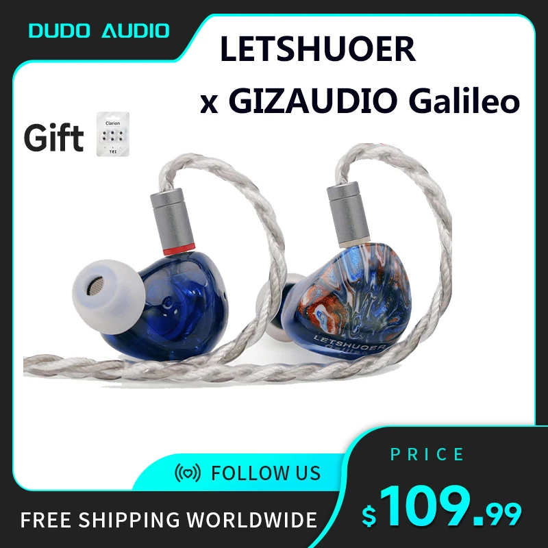 

Наушники LETSHUOER Galileo с динамическим драйвером, IEM наушники 10 мм, Динамический драйвер + блок BA, гибридные наушники-вкладыши с двойным драйвером, 3,5/4,4 мм