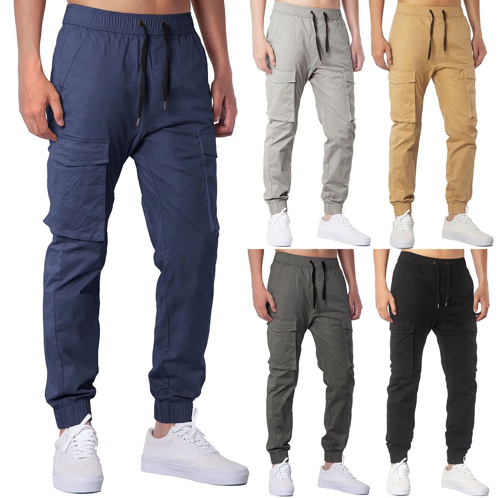 Men Pants Solid Color Minimalist Basic Casual Drawstring Trousers Thin Plus  Size Loose Straight Leg Pant pantalones hombre - AliExpress