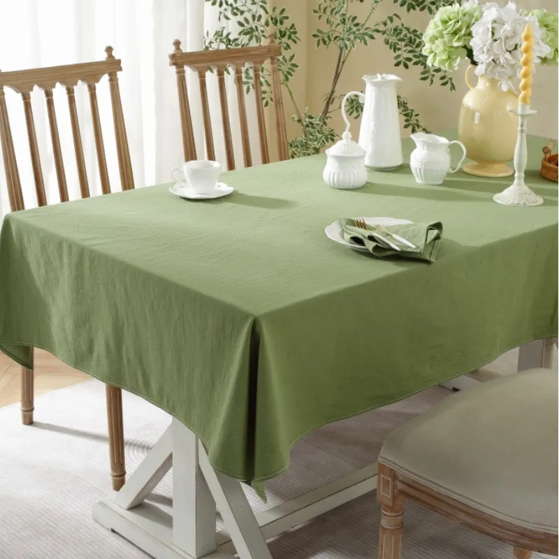 100CottonTableClothSolidColorSimplicityPleatedWashCottonTable
