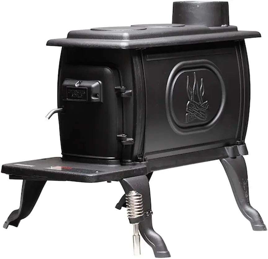 US Stove Company Rustic 900 Square Foot Clean Cast Iron Log Burning Wood with Integrated Cooking Surface and