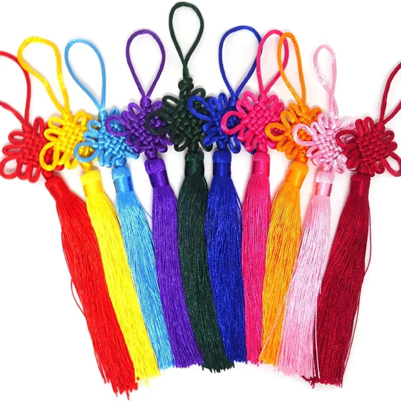 중국 매듭 태슬 코드 루프, 수제 실크 태슬 브러시, 공예용 중국 매듭 코드, 새해 봄 축제, 5 개, 10 개