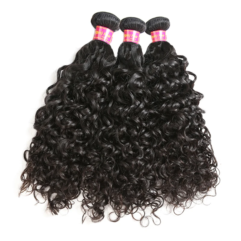 Water Wave Bundles Human Hair Brazilian Virgin Human Hair Weave for Black Women Human Hair ExtensionsNatural Color Double Drawn - 2