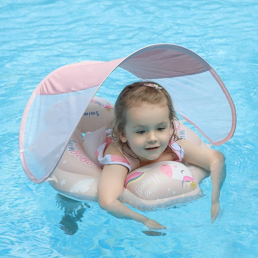 Swimbobo Baby Float Canopy Kids Swim Pool Accessories Summer Toys Inflatable Float Waist Floating Swim Training