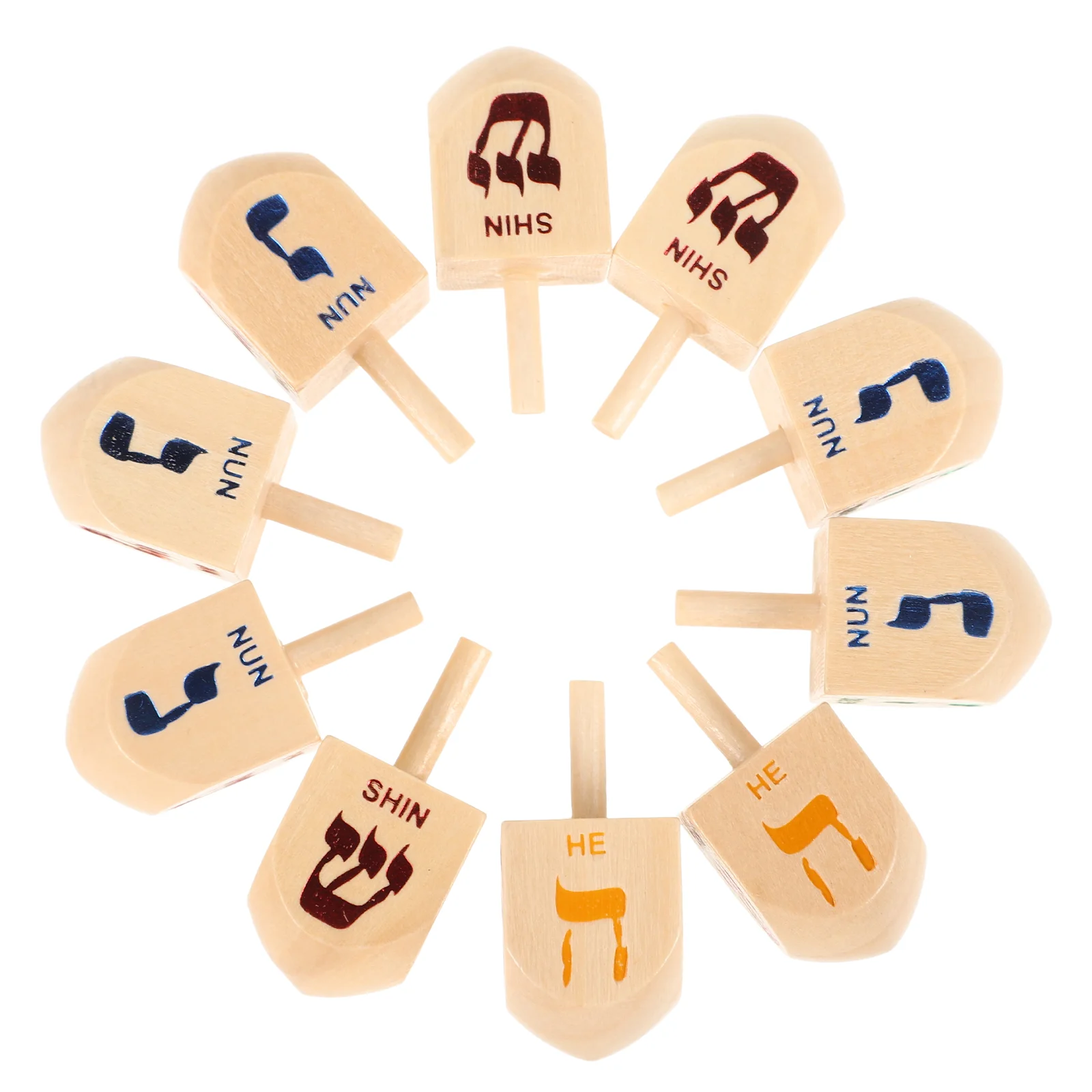 Spinning Top Toy 10 Pcs Wooden Dreidels Hanukkah Party Supplies