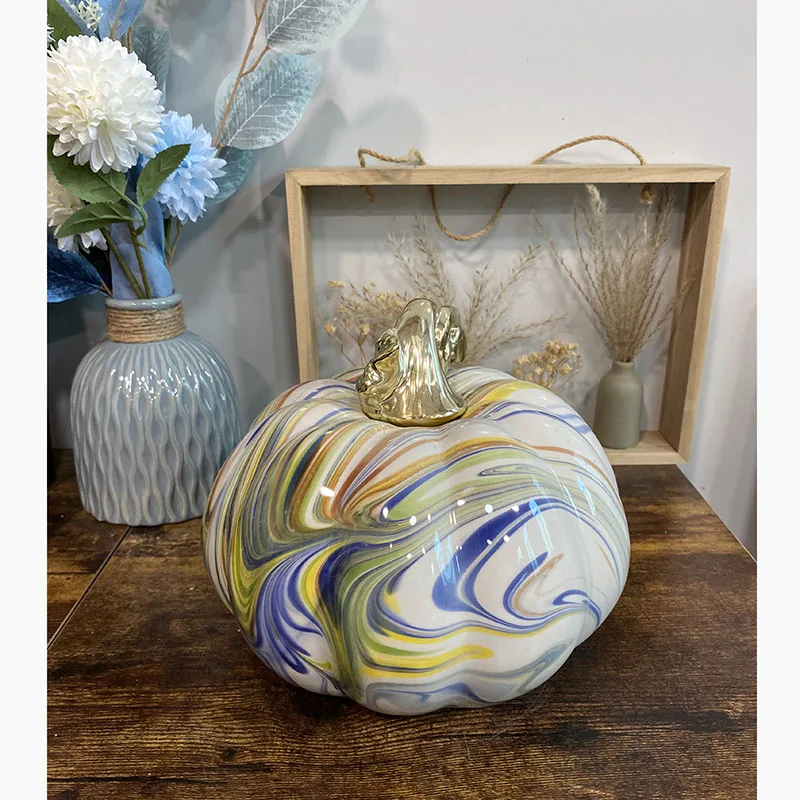 

Creative Ceramic Water Ripple Pumpkin Ornament Halloween Scene Decorations Garden Terrace Party Decorations Gifts