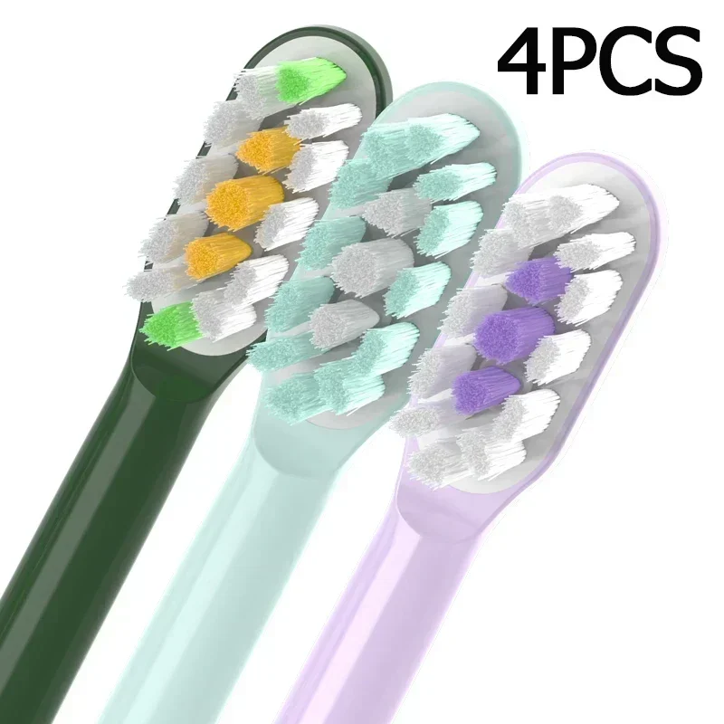 

No Metal Copper Free Replacement Brush Heads for SOOCAS X3/X3U/X5 4PCS Soft DuPont Bristle Mint/VanGo Green/Purple Nozzles