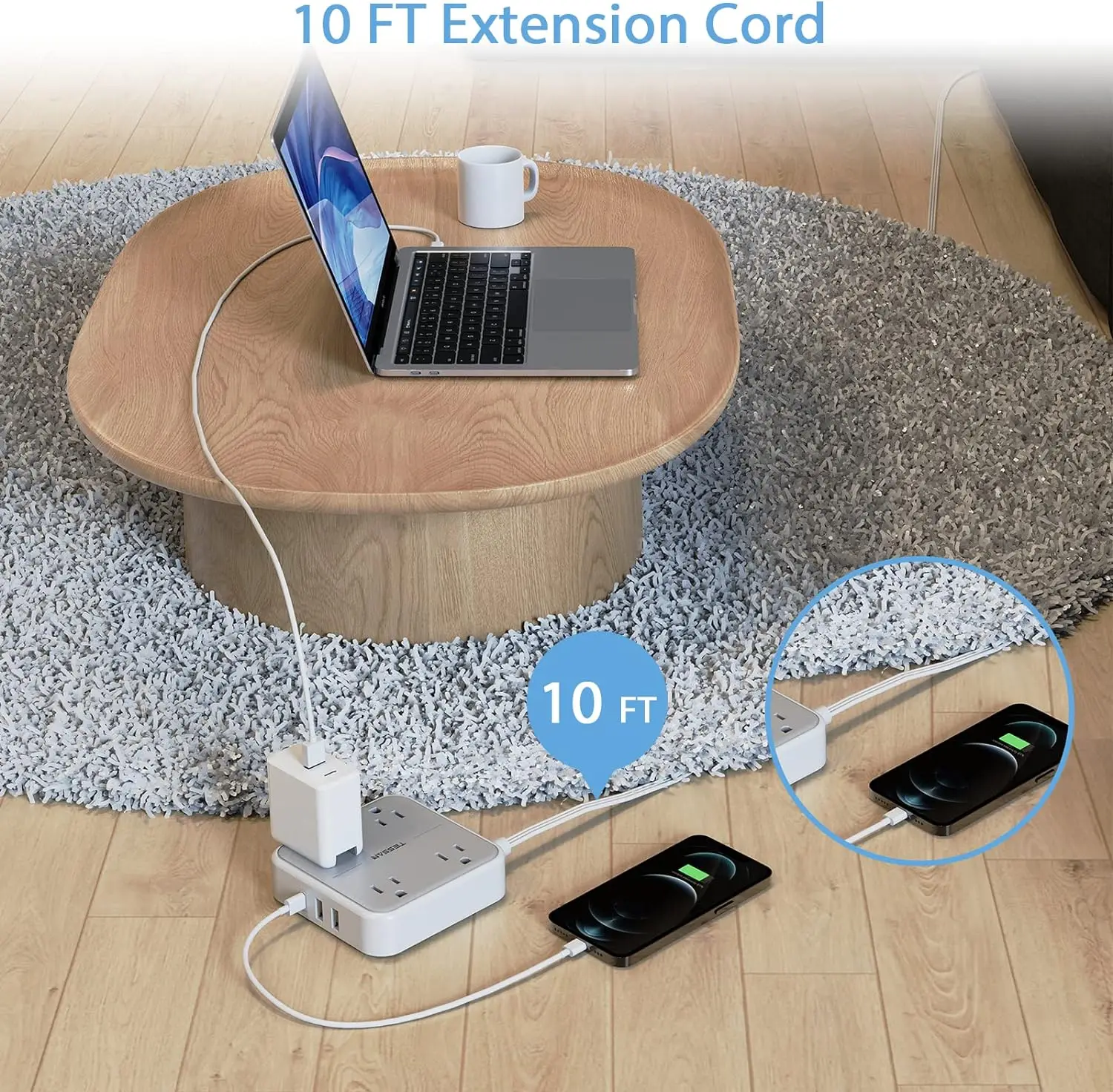 Presa Multipla Con 4 Prese Elettriche E 2 Porte USB 2.0 - Energia