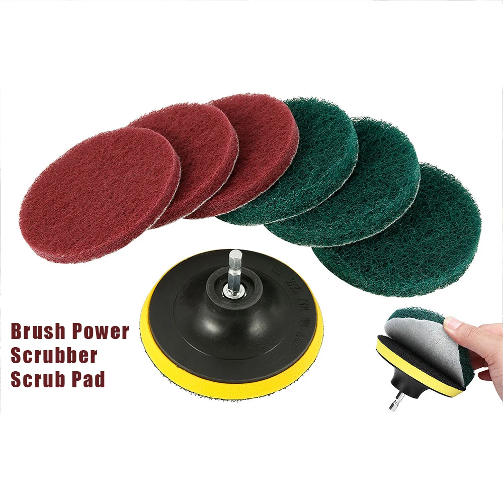 4Inch Drill Power Brush Electric Drill Brush Scrub Pads Scouring Pads Cleaning Household Cleaning Tool Floor Tub Polishing Pad