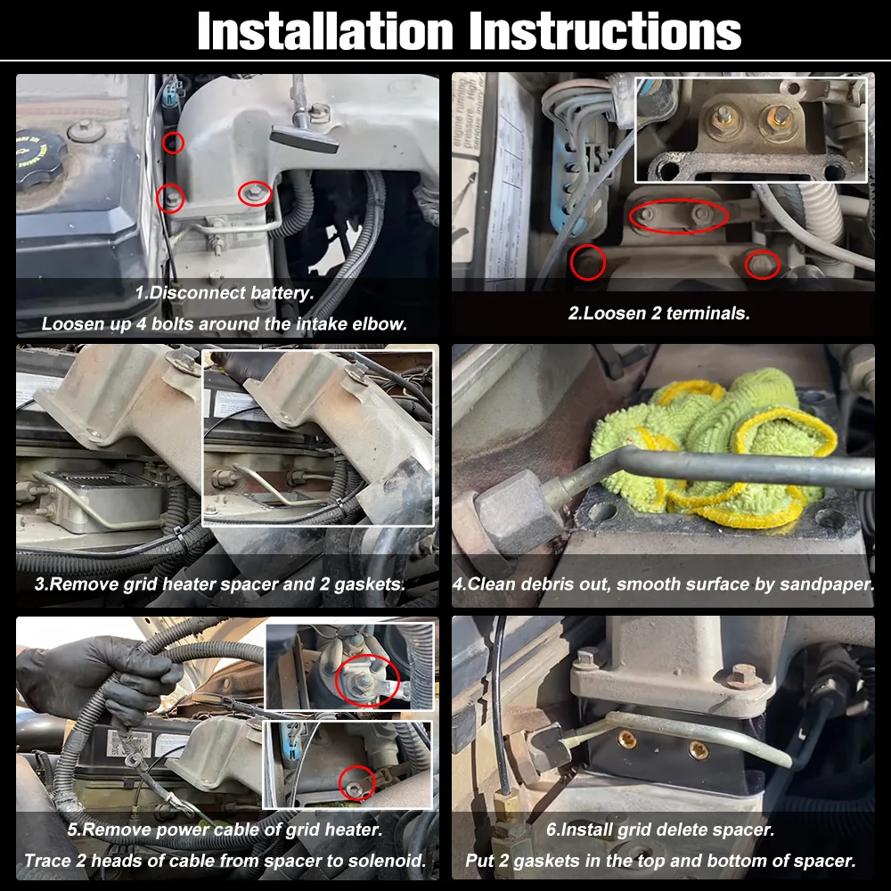 LIZHI-Intake Grid Heater Delete Spacer Air Intake Grille Heater Remove Gasket For 98.5-07 Dodge Ram Cummins 5.9L 6BT Cummins