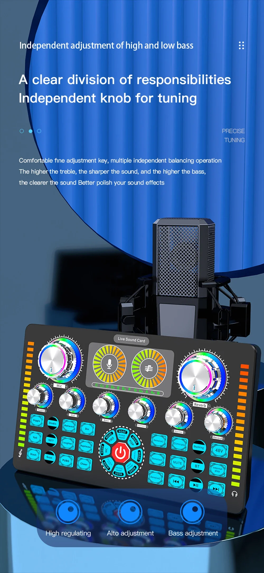 Q7 48V Phantom Portable Audio Mixer USB External Sound Card For Karaoke Podcast