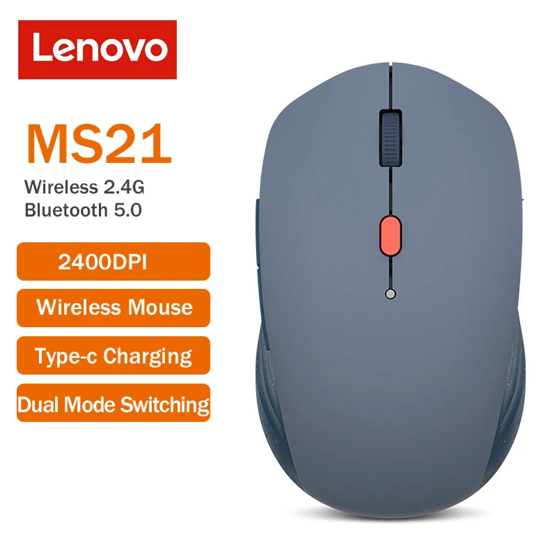 Lenovo MS21 Wireless Mouse Bluetooth 5.0 Rechargeable Mouse 2400DPI 2