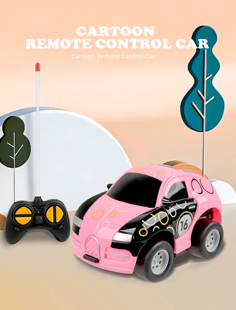 Rc mini desenhos animados carro de controle remoto bonito carro de controle  remoto carro menino menina polícia carro modelo sem fio presente  aniversário das crianças - AliExpress