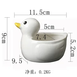 Charming Duckling Ceramic Succulent Flowerpot - Adorably Creative Animal Design (WHITE)