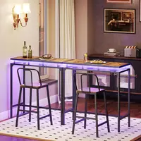 LED-Illuminated Counter-Height Metal Pub Table for Living and Dining Rooms - Black 4