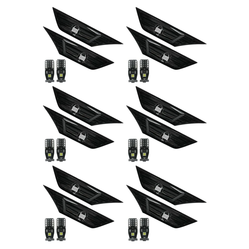

12X Smoke Tinted Lens Side Marker Lamp Light With LED For 2016-19 Honda Civic JDM
