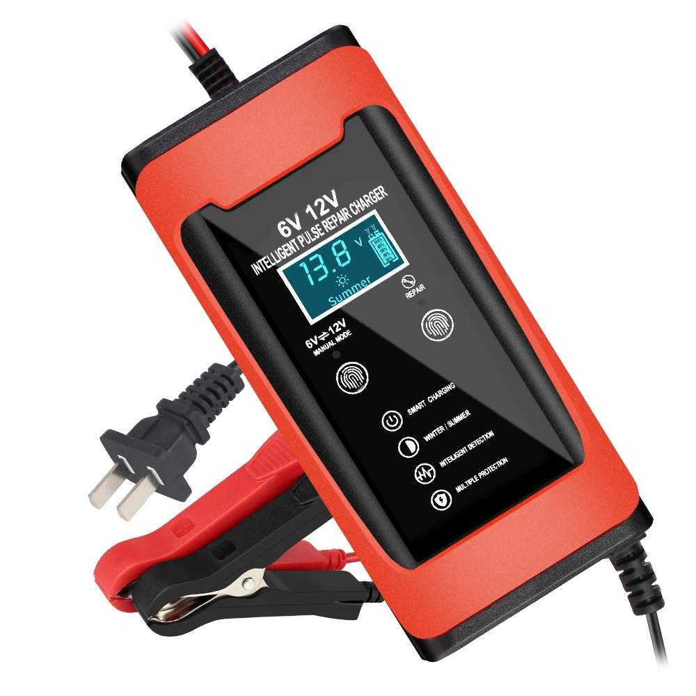 Smart Fast Charge Pulse Repair Display Lcd Caricabatteria Per Auto Auto Moto 6V 12V 6A Ciclo Gel Caricatore Al Piombo