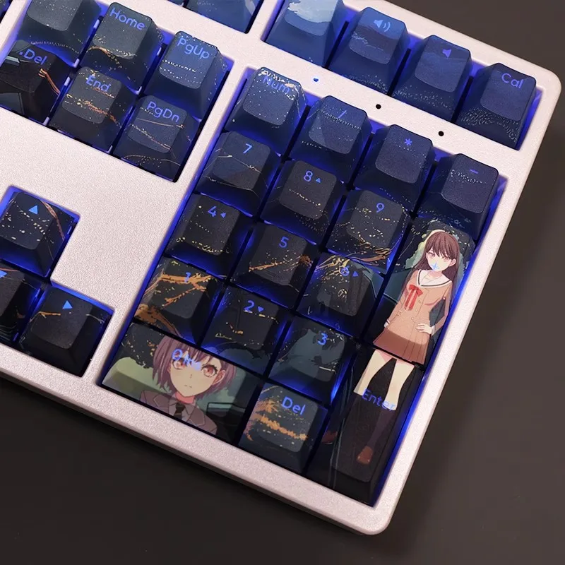 Backlit Cartoon Anime Gaming Key Caps Bang Dream é Mygo Pbt Keycap Ansi 61 87 104 108 Takamatsu 108 Chaves por Conjunto - Imagem 3