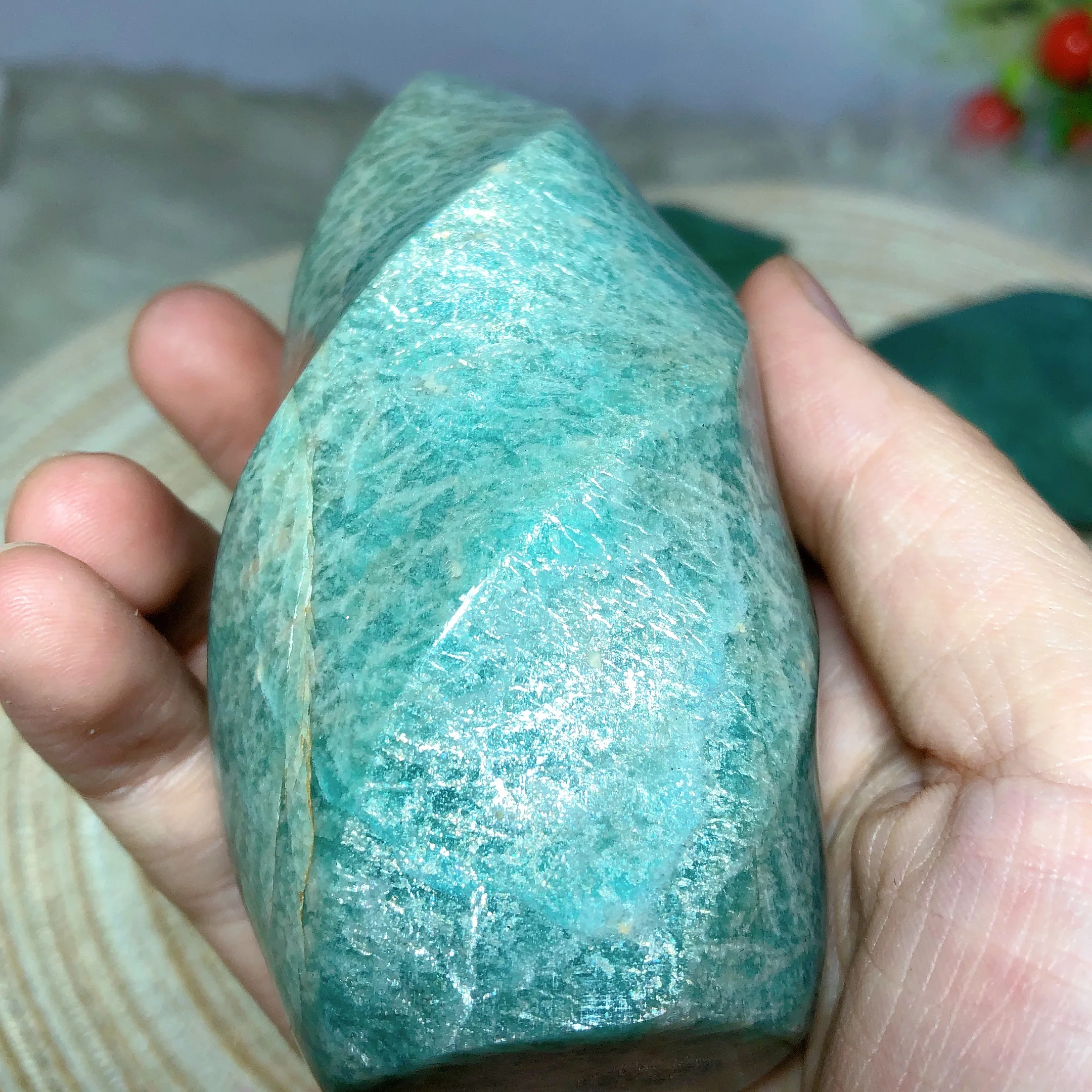 High Quality Natural Crystals Amazonite Flame Polished Ornament Healing Home Decoration Stone Room Decor Gift Mineral 2
