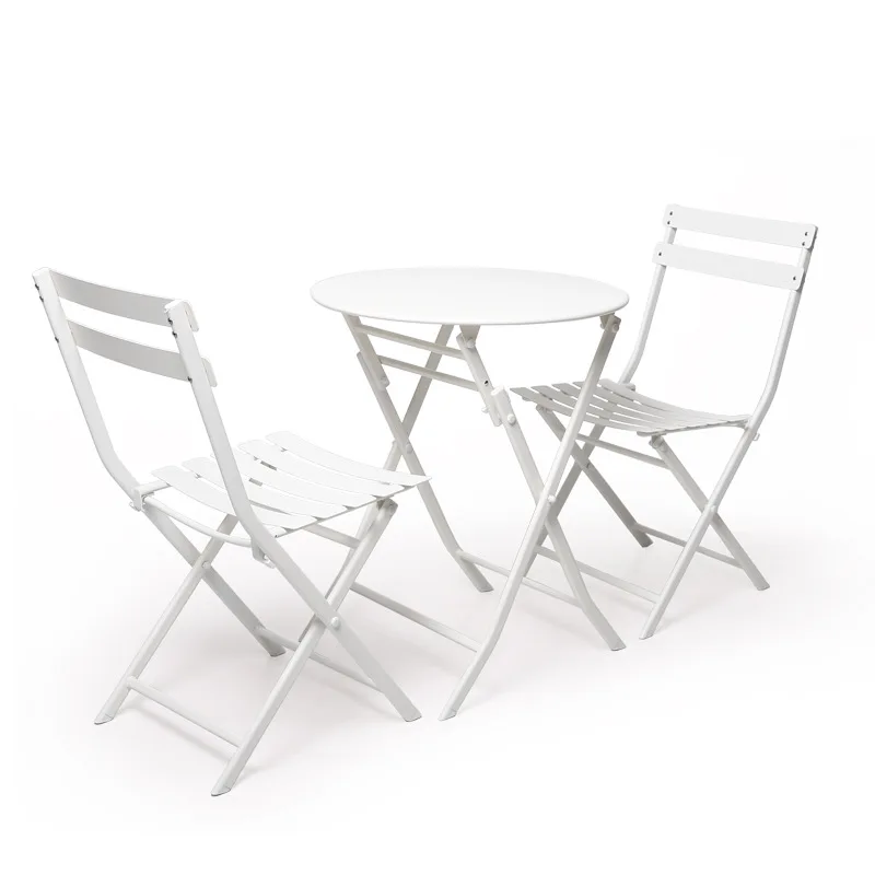 Modern Outdoor Furniture Rustic Set Metal Folding Table Chair Creative Minimalist Style Metal Set for Patio Leisure Coffee Shop