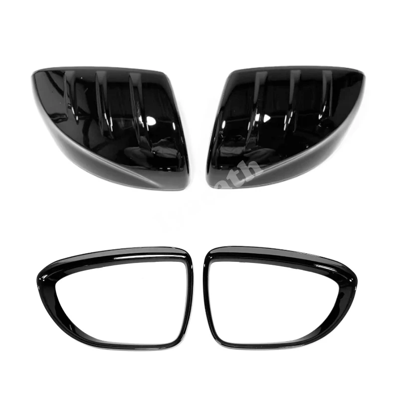 ABS Carbon Fiber Black Rearview Mirror Rain Shield Cover Trim Accessories