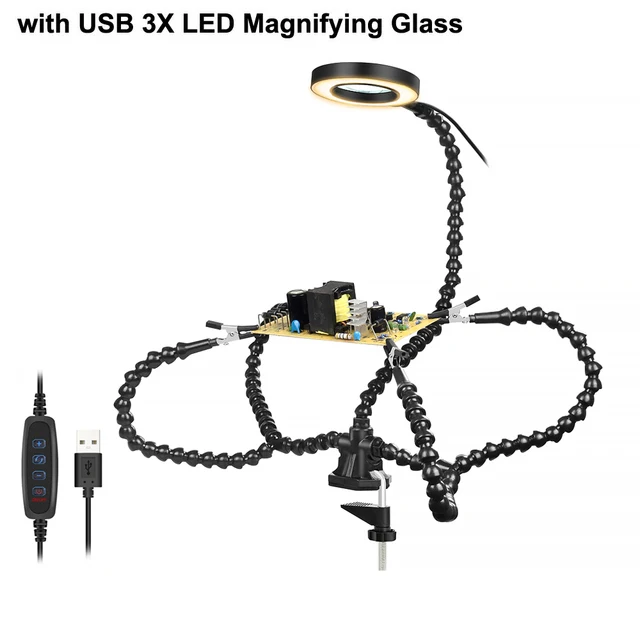 portable stick welder Table Clamp Soldering Helping Hands Third Hand Tool Soldering Station USB 3X Illuminated Magnifier Welding Repair Tool hot stapler plastic Welding Equipment