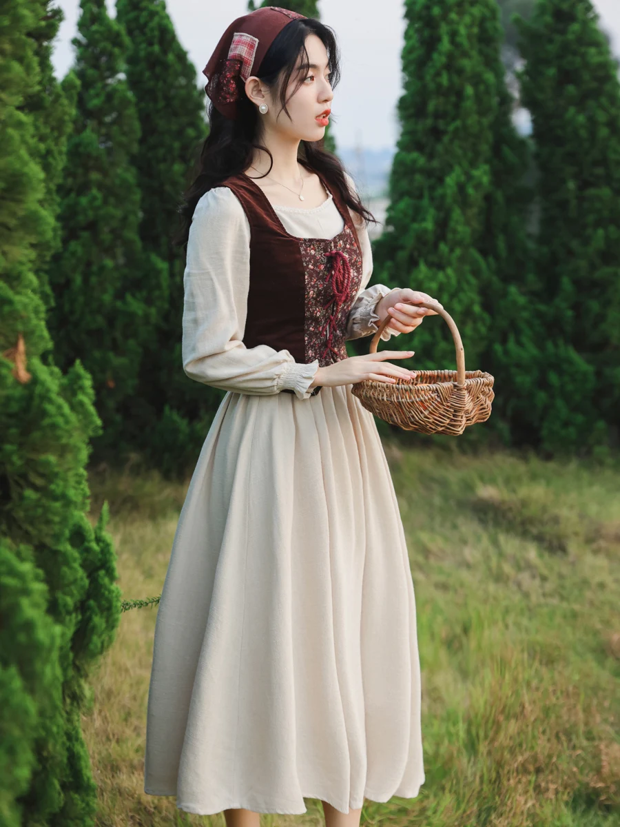 Aesthetic Country Girl Dresses French Style Cotton Linen Lawn