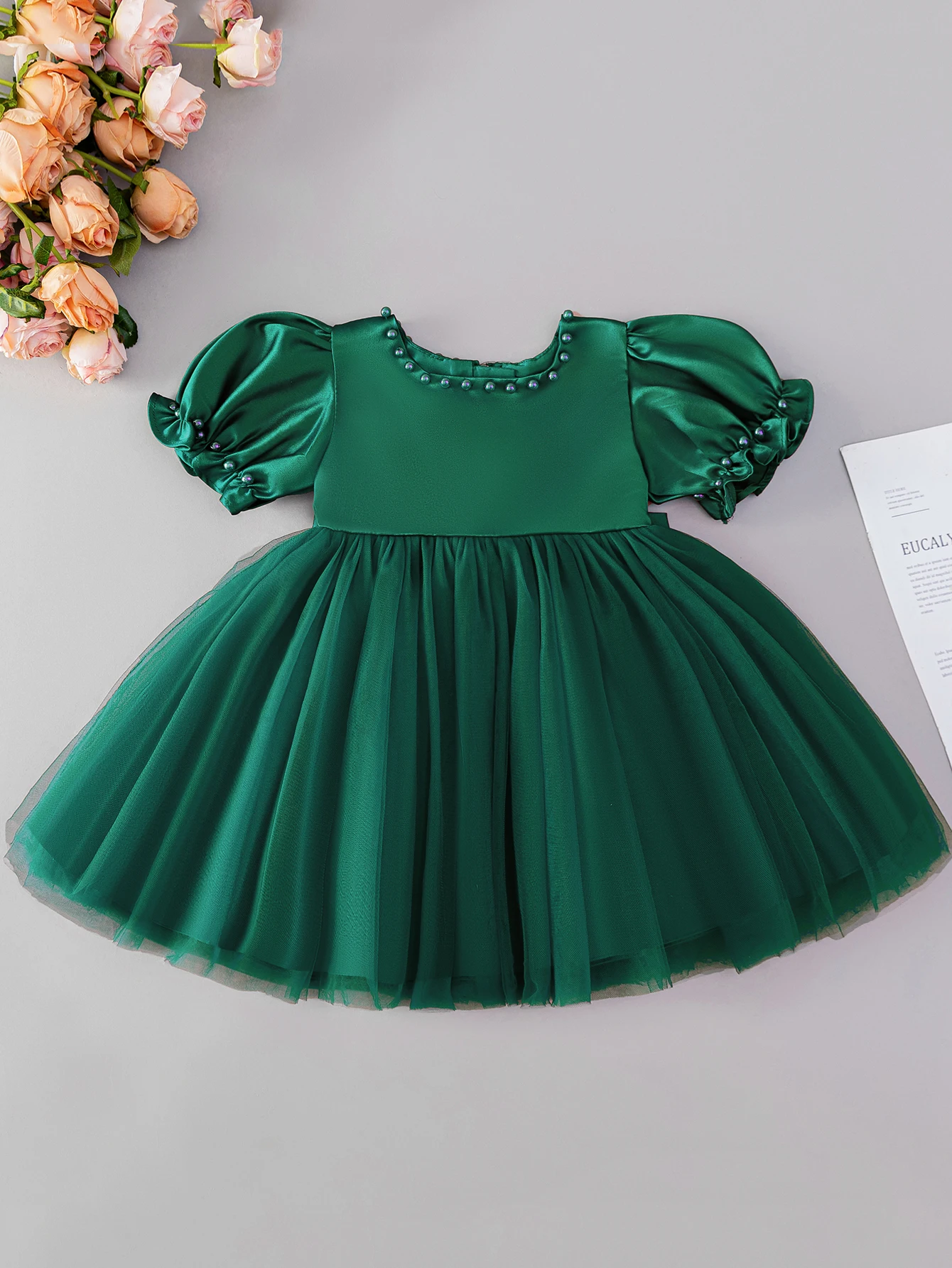 Elegant Sky Blue Satin Princess Dress for Girls with Bowknot - Ideal for Special Occasions