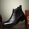 Luxury Brand Mens Boots Crocodile Style Genuine Leather Men Winter Shoes Black Cow Leather Business Dress Boots Man Warm Oxfords