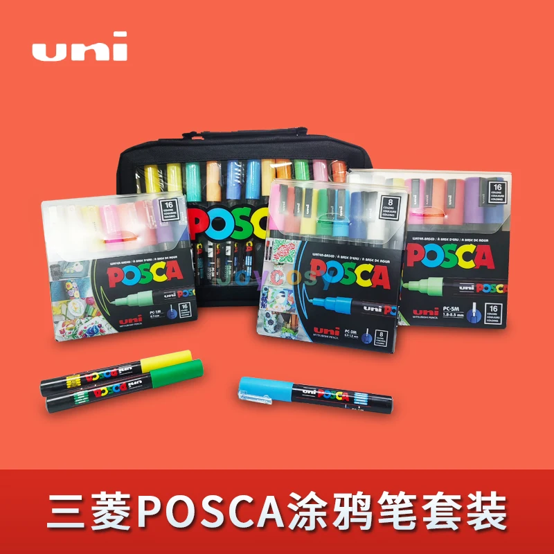 Uni POSCA Acrylic Paint Markers Set - Vibrant Colorful Poster and Ad ...