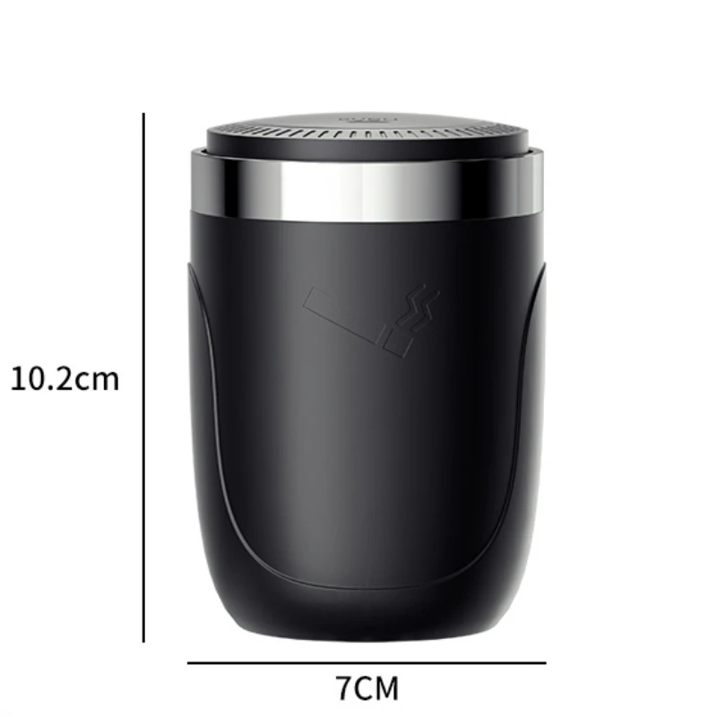 One Click Opening Car Ashtray with Metal Lining LED Light Push Type Splash Proof