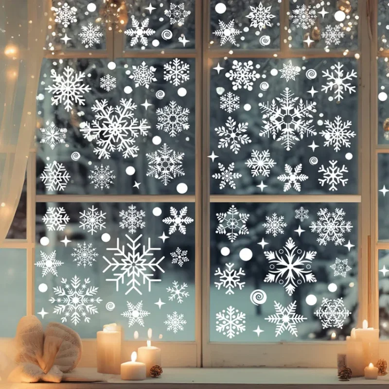 Wall Stickers Christmas Snowman Snowflake Santa Claus New Year Glass Window Mural Room Home Decor Art Decals