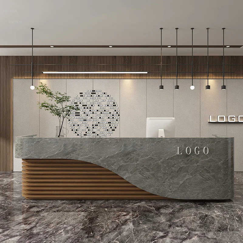 Nordic Company Front Desk Hotel Reception Desks Simple Modern Beauty Salon Health Club Commercial Bar Table Shop Cash Register