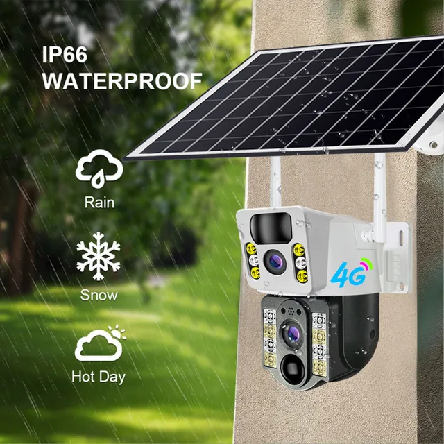 V380 Wireless 4G Sim Card Solar Camera 4K 8MP Dual Lens WiFi Surveillance Camera PIR Security Outdoor Waterproof IP PTZ CCTV 6