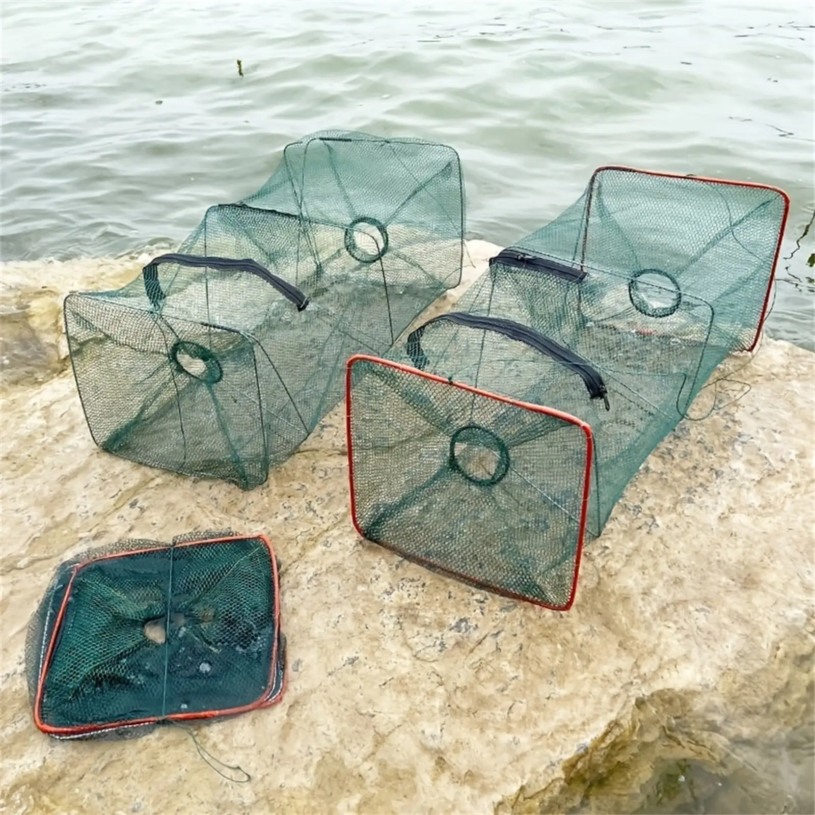 1pc 휴대용 메쉬 낚시장, 야외용 접이식 새우 및 게 낚시 그물, 낚시 액세서리