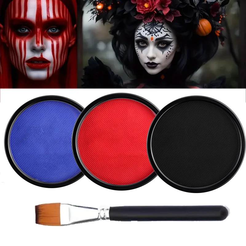 Kit Maquillaje Blanco Y Negro Halloween - Pintura Cara Secado Rápido Para Clown, Vampiro, Zombies Y Cosplay