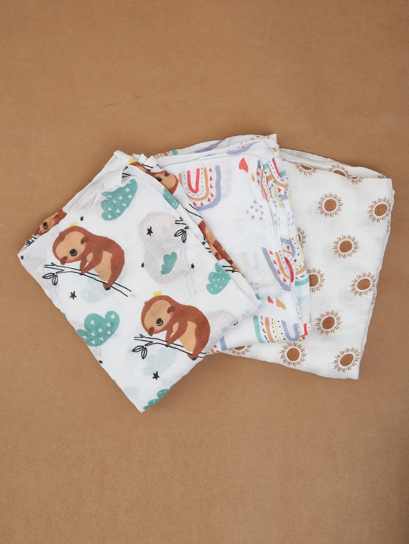 HappyFlute New 3Pcs Set 2layer Bamboo Cotton Soft Muslin SKIN-Friendly Swaddles Newborn Wrap Infant Baby Blankets