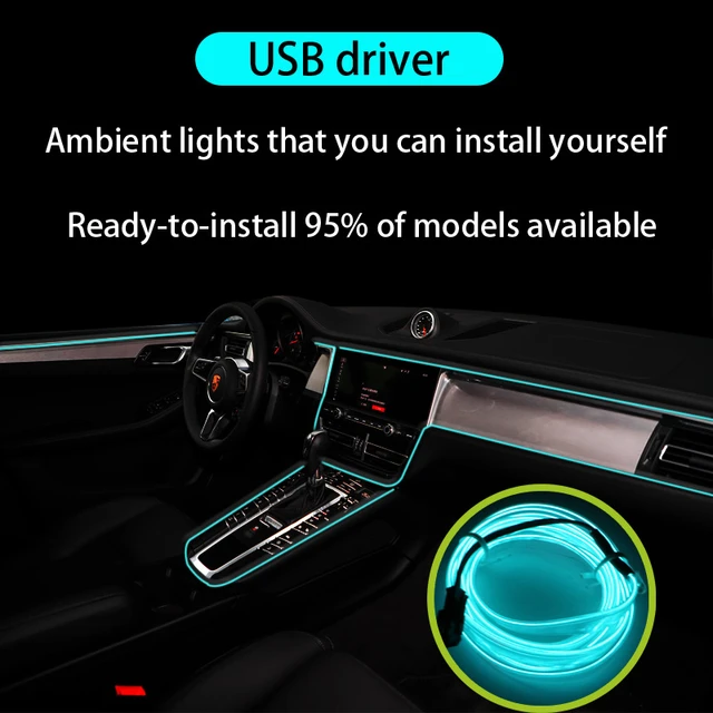 Éclairage IntéRieur De Voiture,5m Bande Lumineuse à LED de Voiture,5v Bande  LED Intérieur Auto,Adaptée à toutes les lumières ambiantes de modèle de  voiture(bleu) 