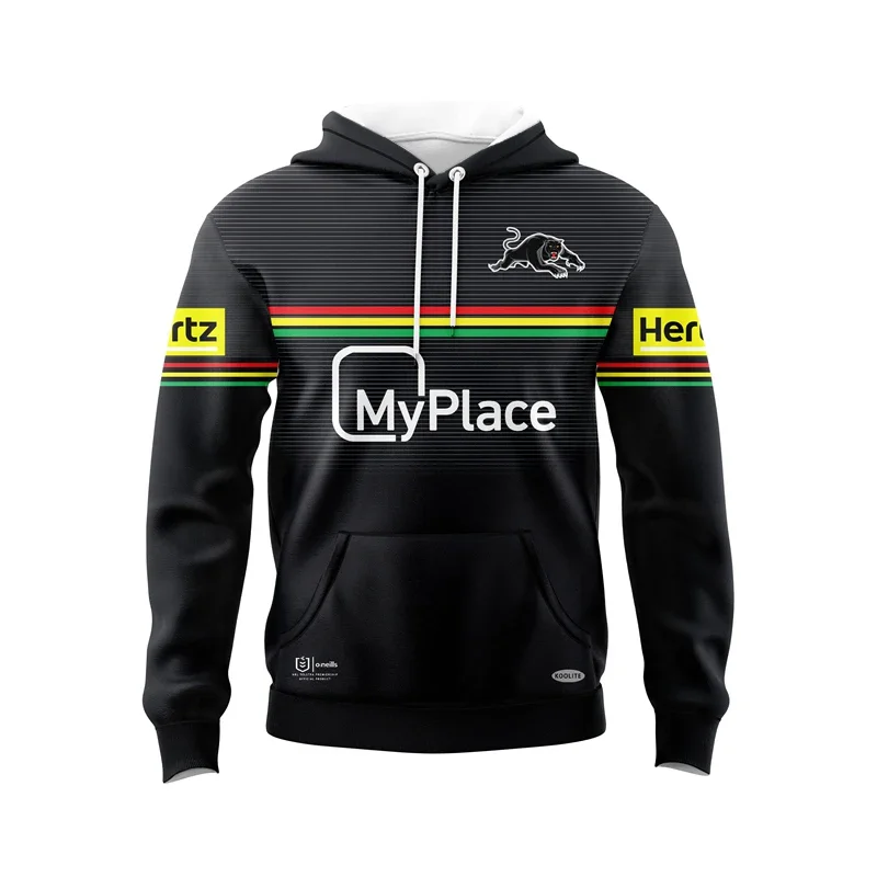 2024 New NRL Australian Navy Black Panthers Adult Drawstring Series Men's and Women's Style Printed Hooded Rugby Clothing Rugby 3