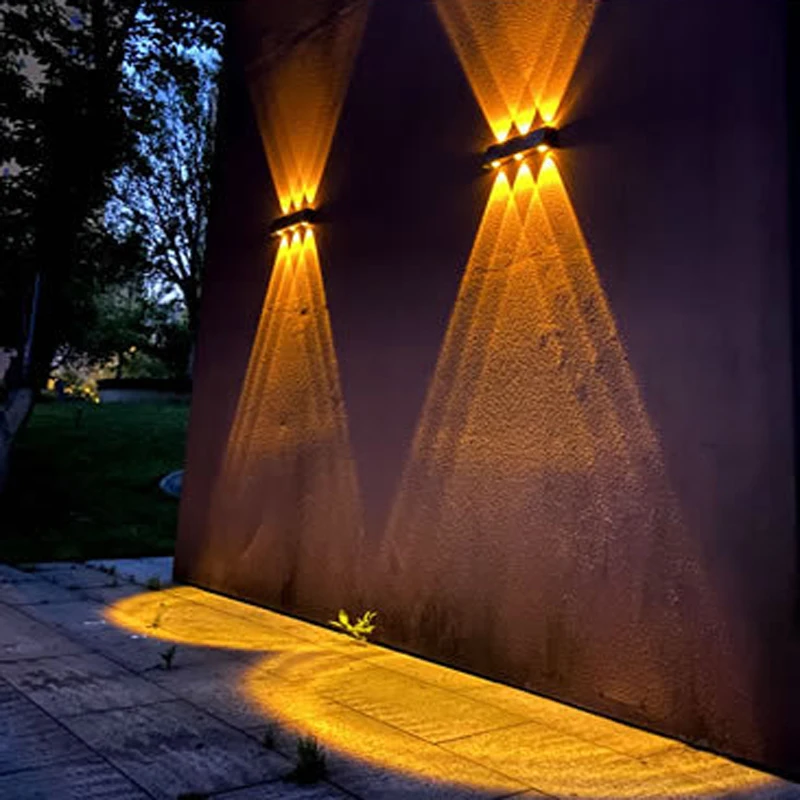 LED Solar Waterproof IP44 Outdoor External Wall Washers Luminaire Lighting Sunset Red Lamp Atmosphere Novel Up and Down Highlig