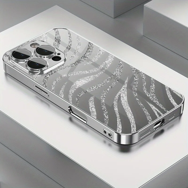 Sparkling Zebra Stripes Tempered Glass Phone Case - Shockproof Cover