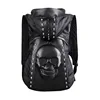 Personality 3D Skull Leather Backpack Rivets Skull Backpack with Hood Cap Apparel Bag Cross Bags 1