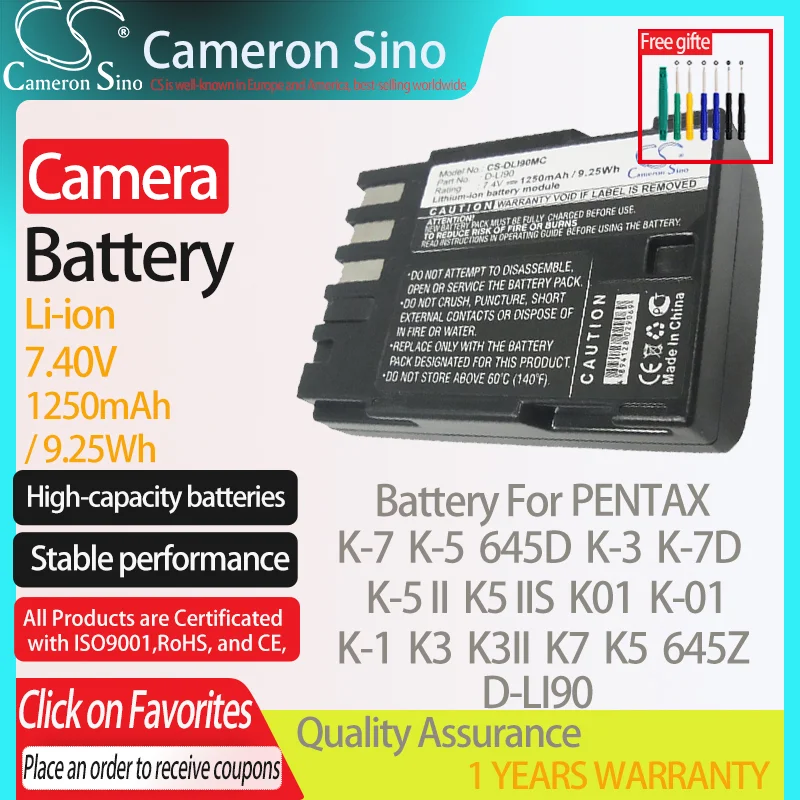 Cameronsino Battery For Pentax K-7 K-5 645d K-3 K-7d K-5 Ii K5 Iis K01 K-01  K-1 K3 Fits Pentax D-li90 Digital Camera Batteries - Rechargeable Batteries  - AliExpress