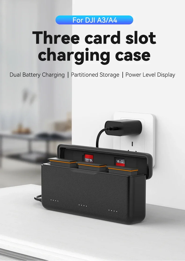 Description Picture 2 of itemTELESIN Fast Charging Case for DJI OSMO Action 5 4 3 Type-C Battery Charger with TF Card Storage DJI Action Camera Accessories