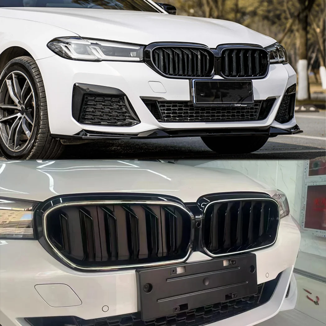 BMW 5 시리즈 G30 G38 G31 LCI 2021 2022 2023용 LED 라이트가 있는 프론트 그릴 싱글/더블 라인 범퍼 그릴 레이싱 그릴